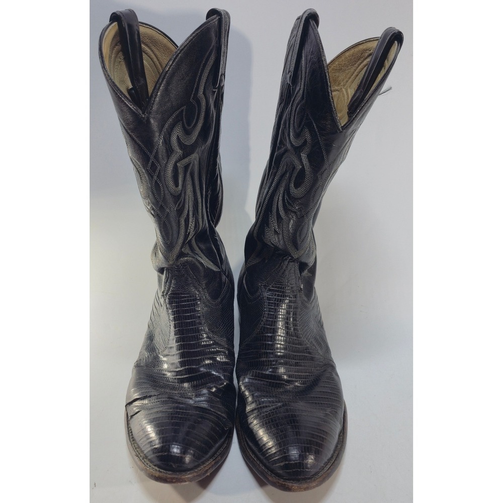 Tony Lama Mens Black Teju Lizard Cowboy Boots Style 8539 Size 11 EE *Read Desc.*
